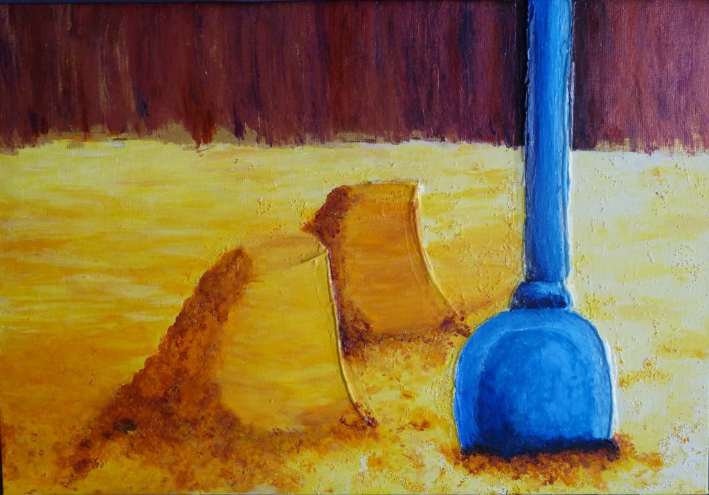 pelle sable plage tableau acrylique