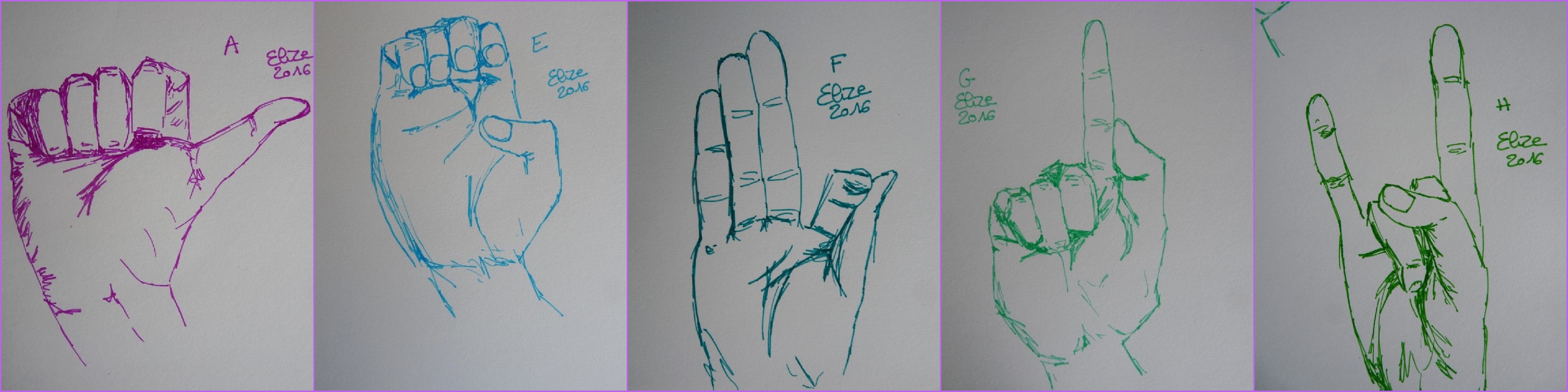alphabet langue des signes anglais dessins de main