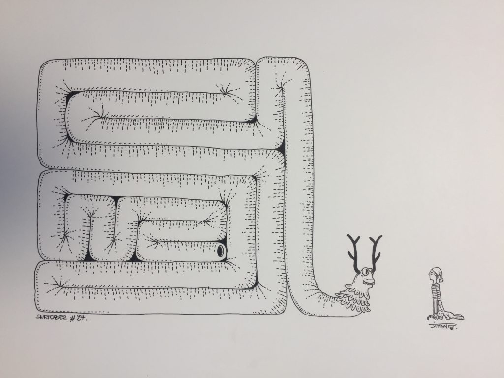 dessin jimmy p escargot serpent surrealiste