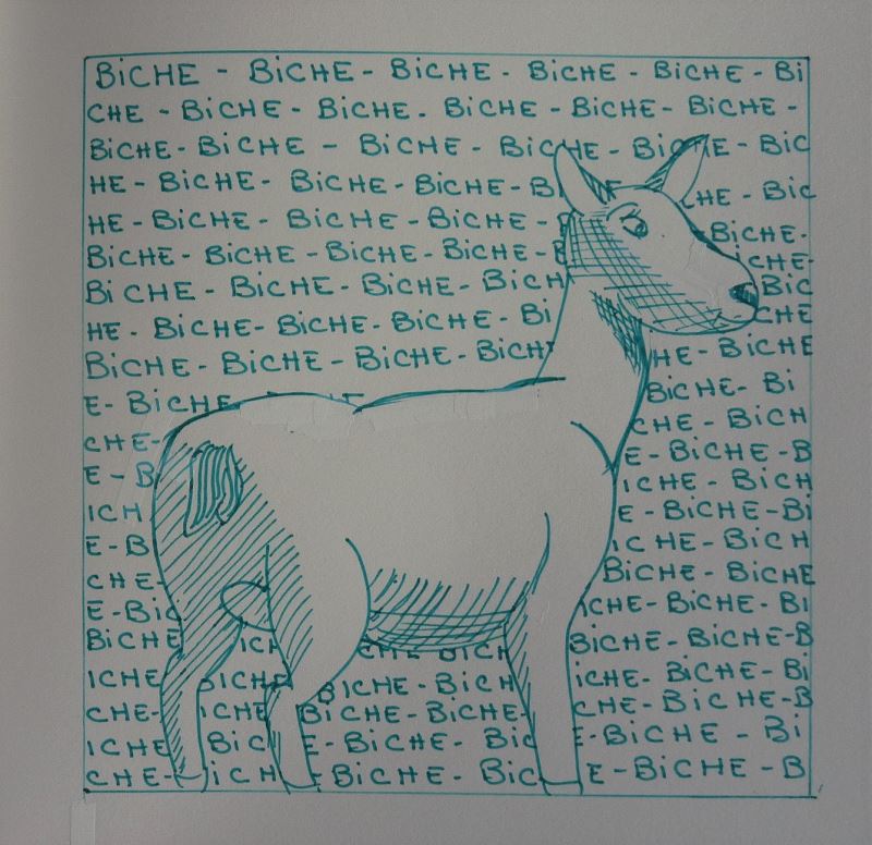 biche dessin au feutre vert elize