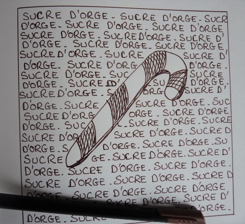 sucre d'orge dessin au feutre maron elize