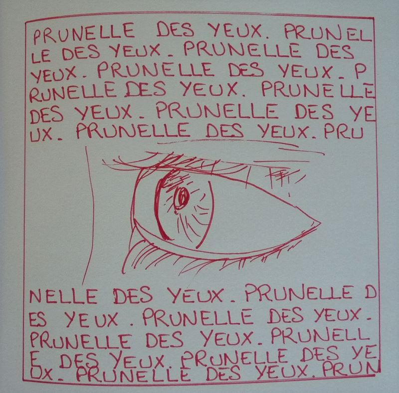 oeil yeux dessin au feutre rouge elize