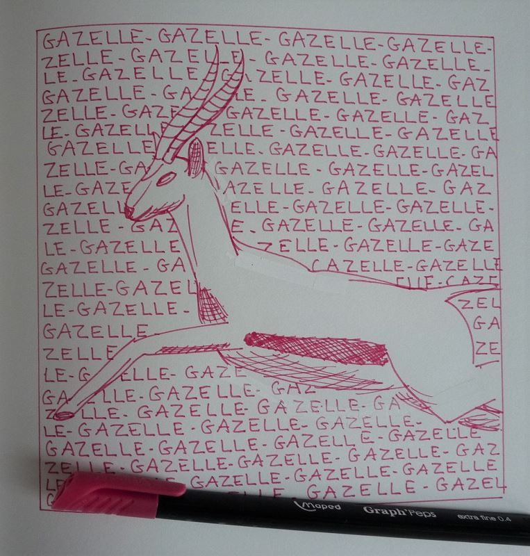 gazelle sautant dessin au feutre rose elize