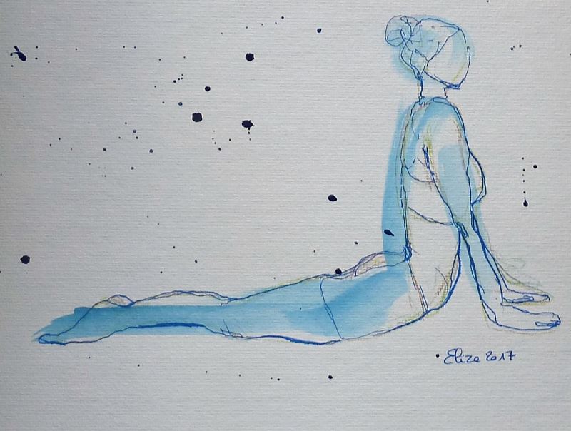 yoga posture cobradessin encre pinceau elize