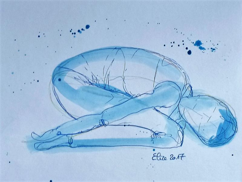 yoga posture enfant dessin encre pinceau elize