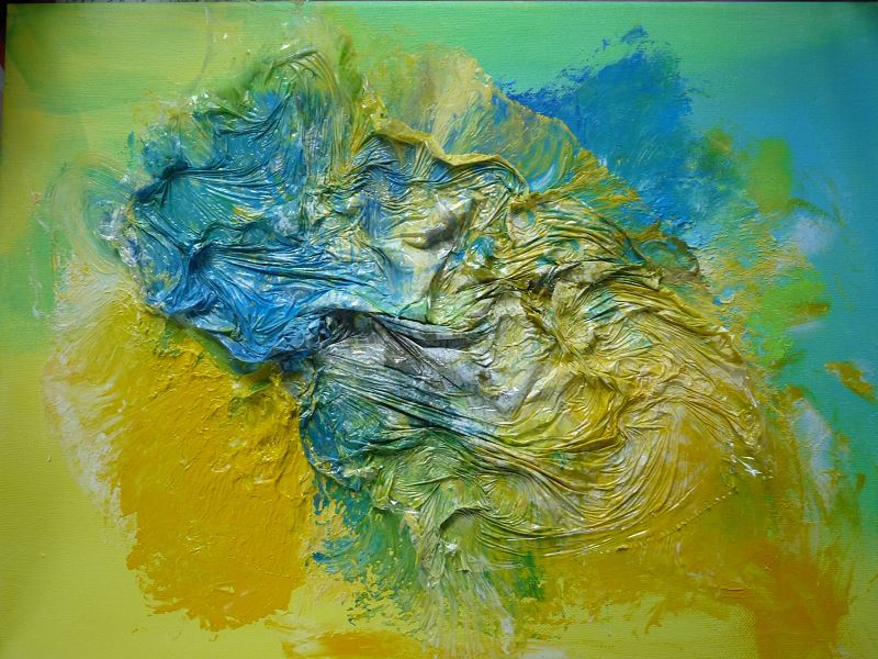 peinture peindre avec du film étirable film alimentaire peinture acrylique elize pigmentropie bleu jaune