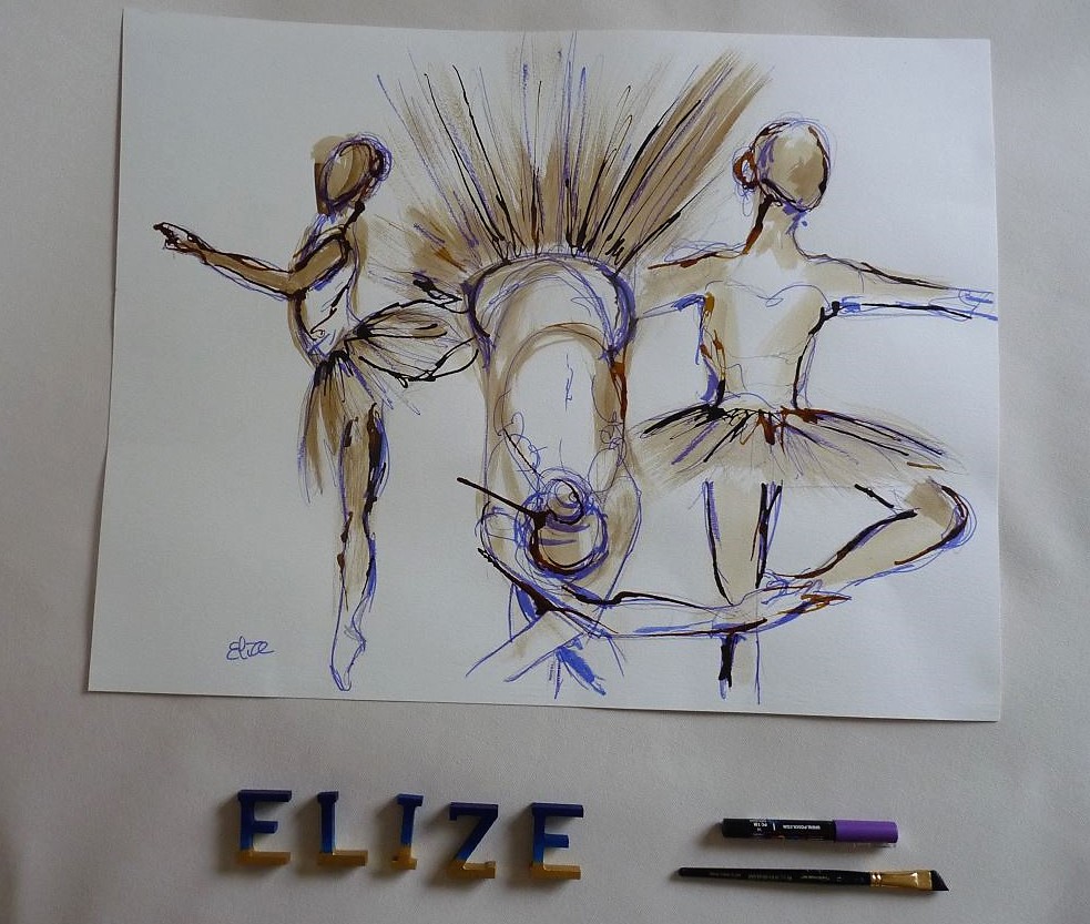 dessins danse danseuse esquisse elize pigmentropie elize tutu classique révérence