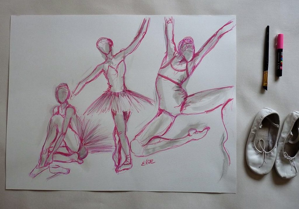 danse saut dessin danseuse esquisse elize pigmentropie elize tutu classique
