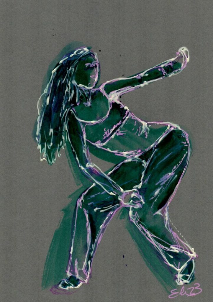 esquisse elize dessin danse penchee fond gris