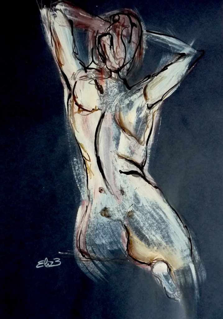 dessin nue femme dos esquisse Elize pigmentropie
