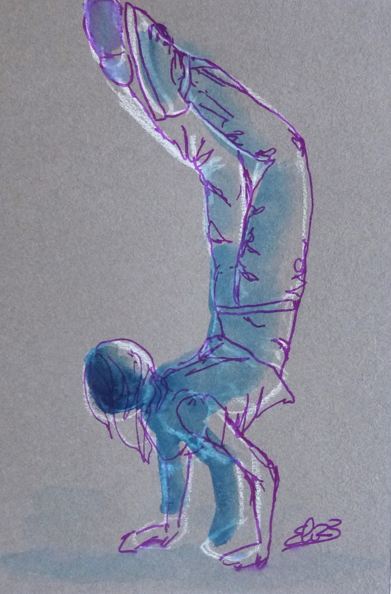 Elize dessin esquisse femme équilibre danse trait violet