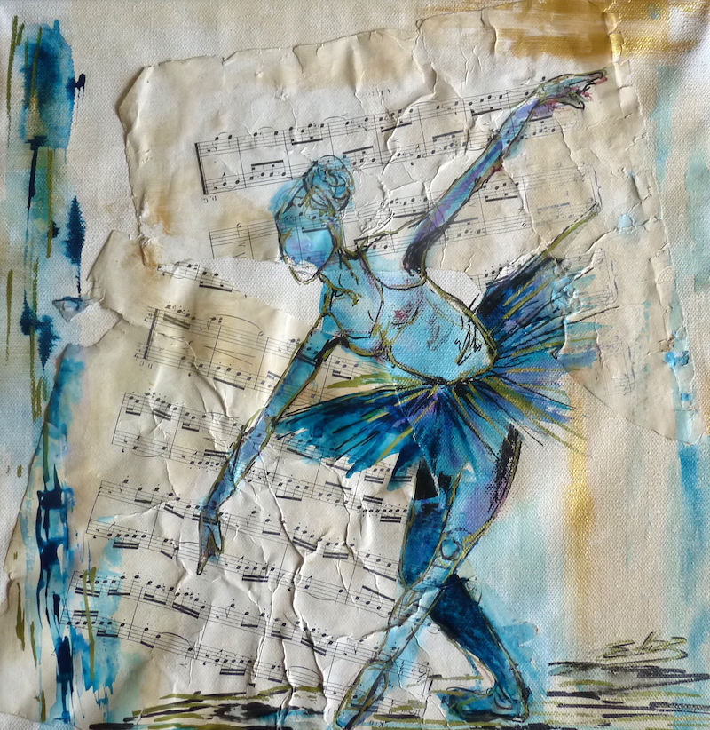 révérence danseuse en tutu pointe danse classique dessin esquisse artwork Elize pigmentropie papier à musique music paper