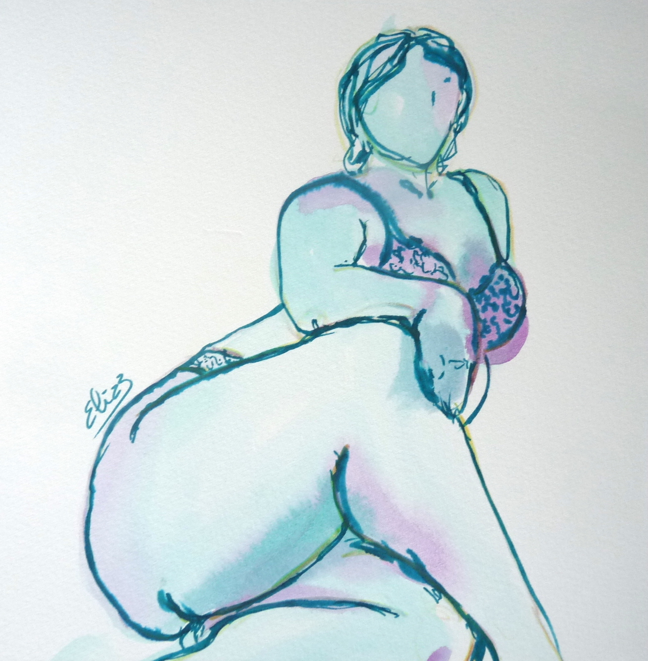 femme ronde croquis elize pigmentropie bodypositive grossophobie feminisme