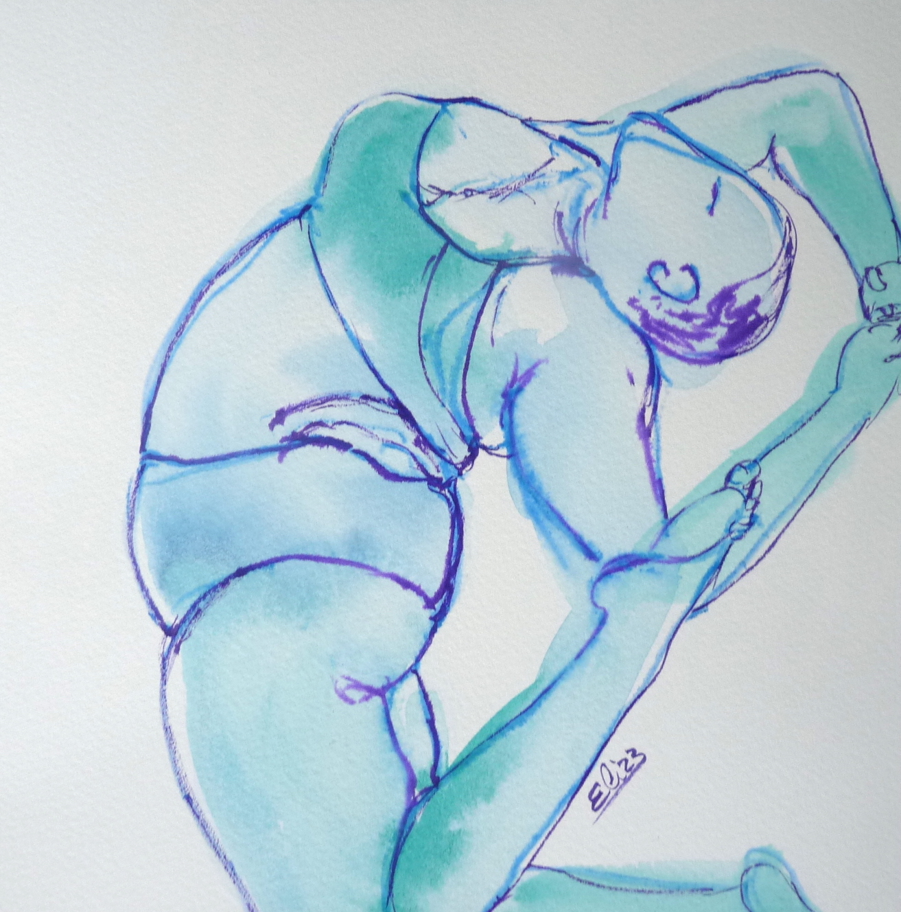 yoga femme ronde esquisse croquis artistique dessin encre bodyacceptance Jessamyn