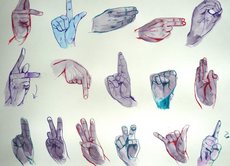 langue des signes dessin de main deco poster original pigmentropie