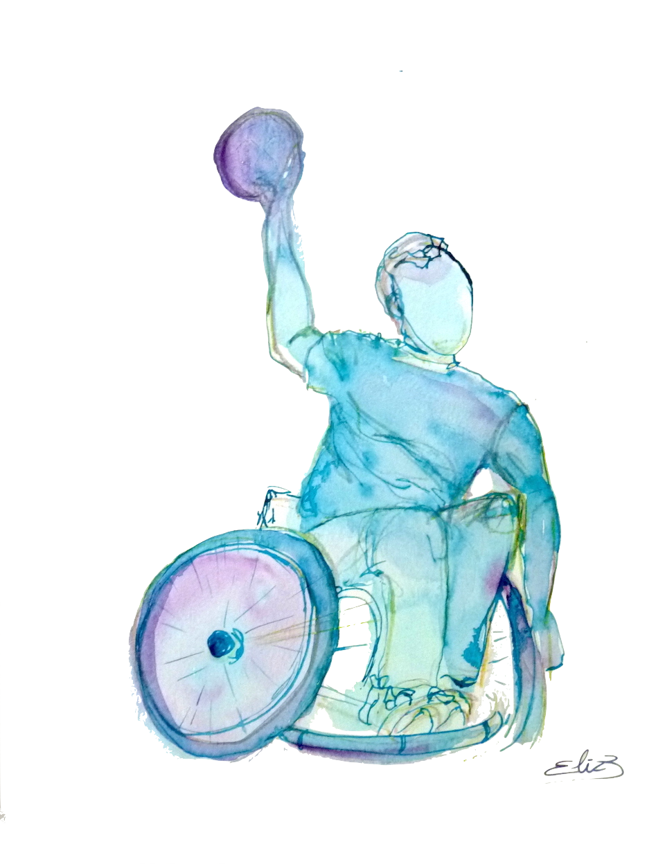 handball handisport fauteuil handicapé sport esquisse dessin pigmentropie Elize