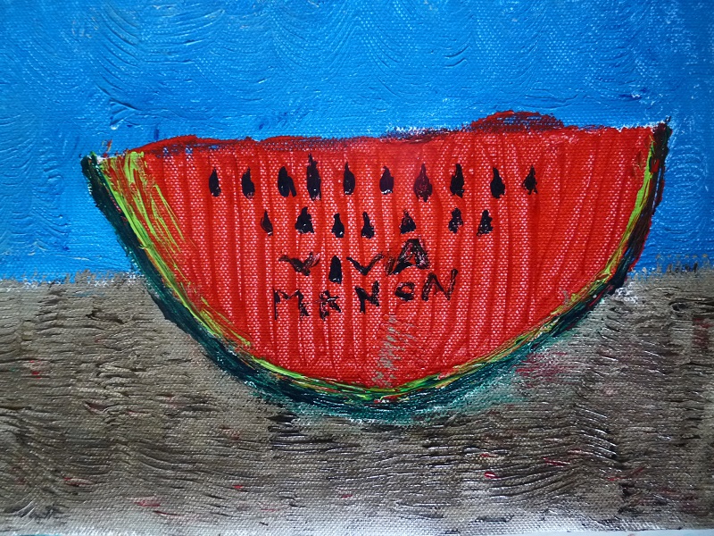 Peinture sur toile inspirée des pastèques de Frida Kahlo