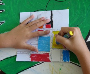 mondrian dessin enfant mains