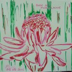 rose de porcelaine fleurs tropicales dessin rouge rose