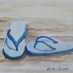 aquarelle tong bleu plage vacances