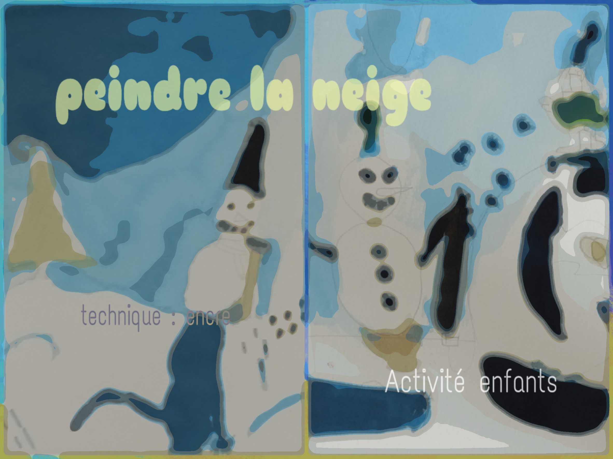 peindre la neige avec les enfants bonhomme de neige
