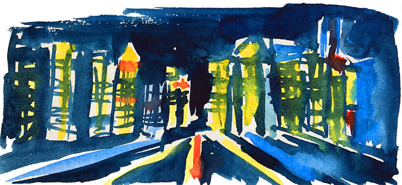 new york aquarelle pauline nuit