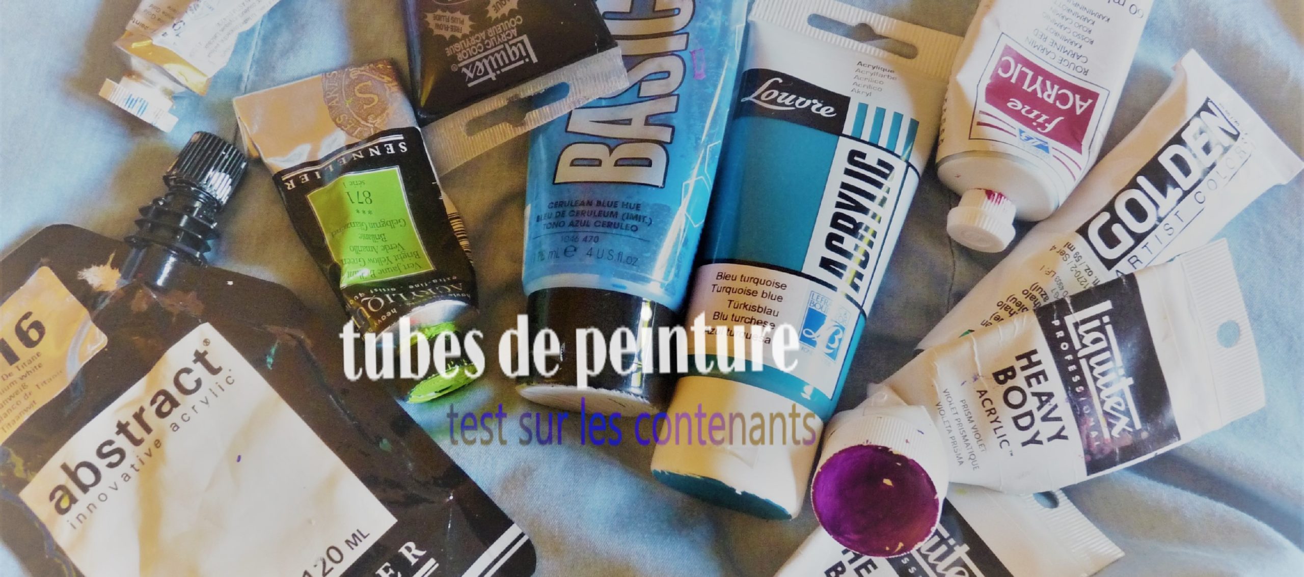 tubes de peinture test sur les contenants liquitex sennelier golden