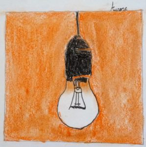 ampoule dessin enfant orange noir pop art