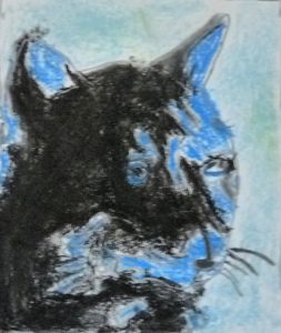 chat bleu pop art noir