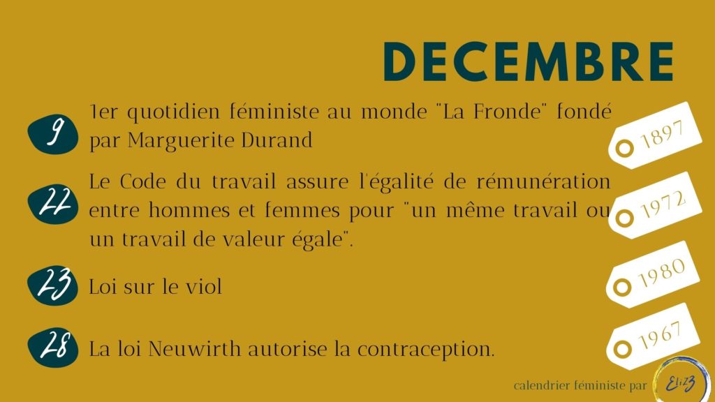 décembre féministe histoire femme legalisation pilule contraception fronde