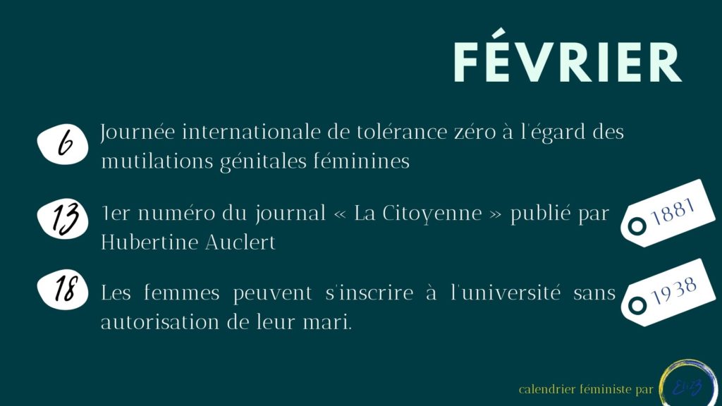 février féministe calendrier féministe