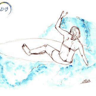 surfeuse vague dessin bleu