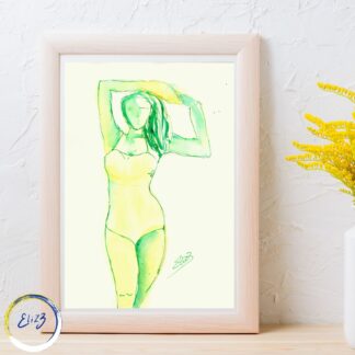 en maillot jaune et vert body positive
