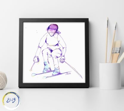 art à encadrer skieuse