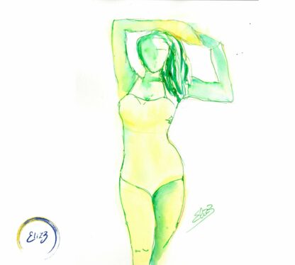 femme en maillot jaune