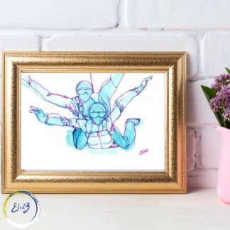 parachute en tandem saut couleur dessin