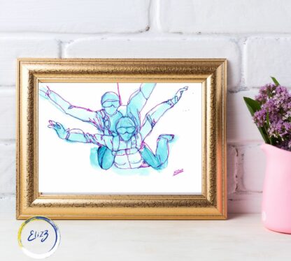 parachute en tandem saut couleur dessin