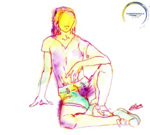 portrait d'une jeune femme aux couleurs variées par elize pigmentropie