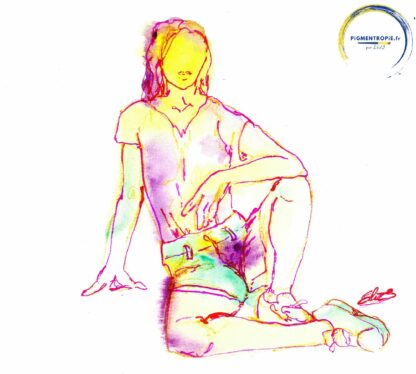 portrait d'une jeune femme aux couleurs variées par elize pigmentropie