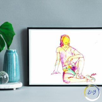 jeune femme à l'aquarelle portrait