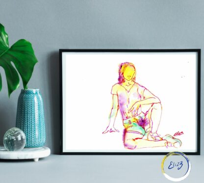 jeune femme à l'aquarelle portrait