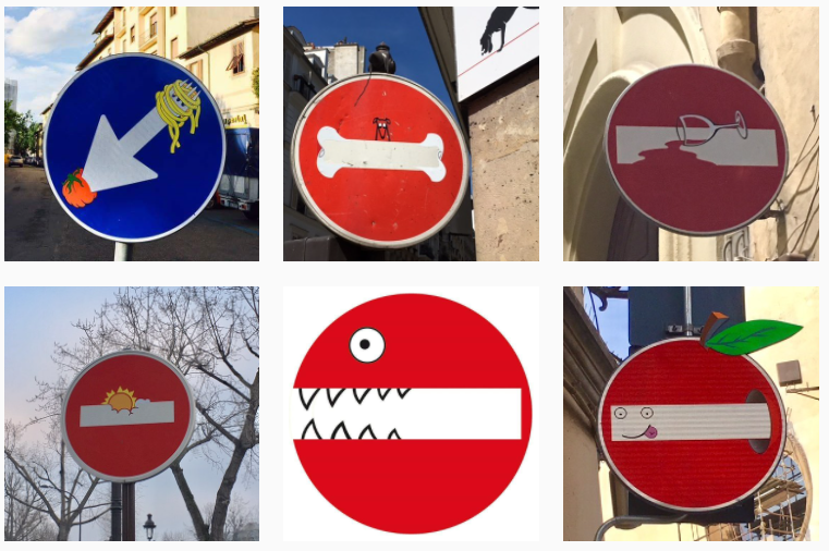 clet abraham panneau signalisation street art