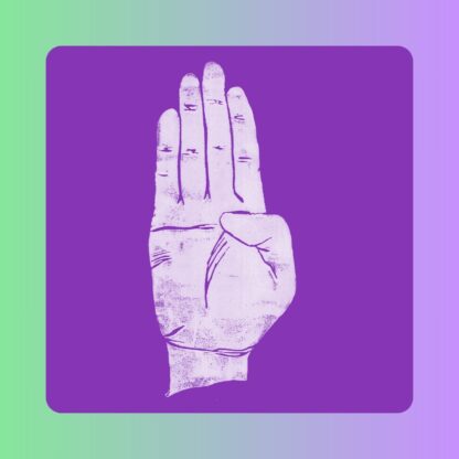 lettre B en langue des signes sur fond violet