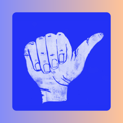 lettre A en langue des signes sur fond bleu